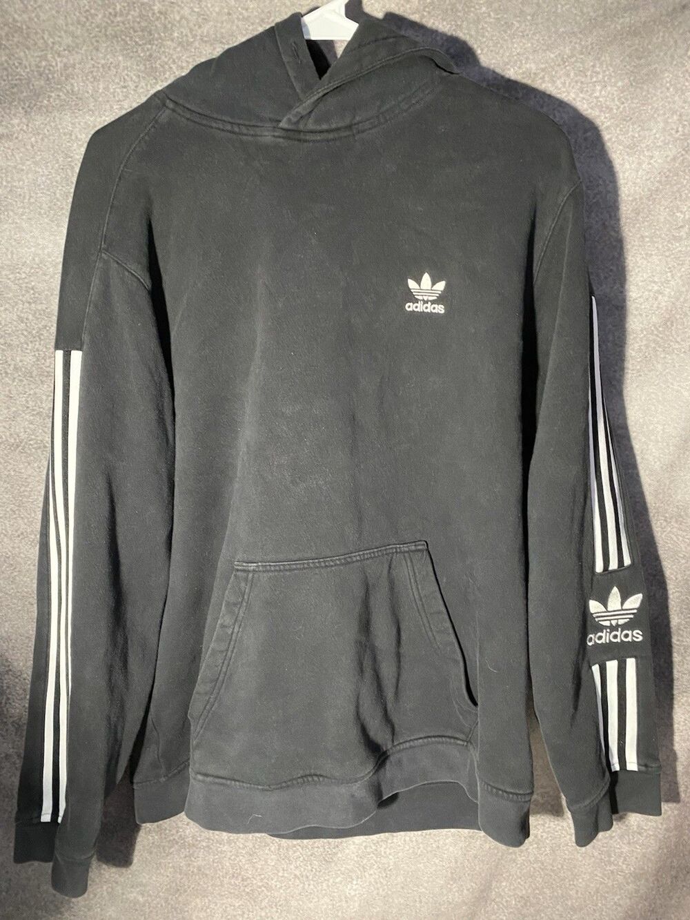 Adidas Originals Mens Medium Black Trefoil Pullover Hoodie 3-Stripes M